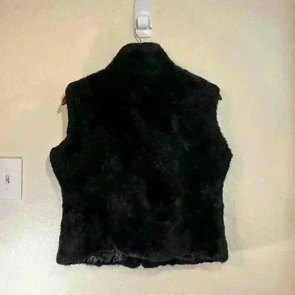 Vtg 90’s Cejon Women’s Faux Fur Cropped Vest Sleeveless  Zip Black Size Medium - Picture 2 of 5